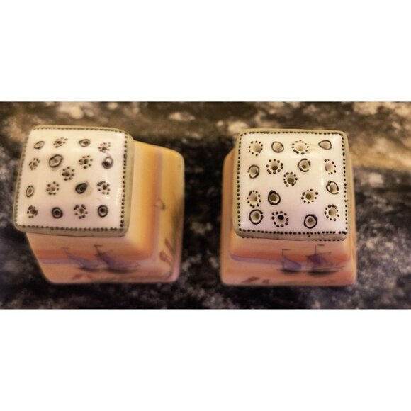 Vintage Nippon Hand-Painted Ceramic Salt & Pepper Shakers With Sailboat and Wind - Picture 2 of 4